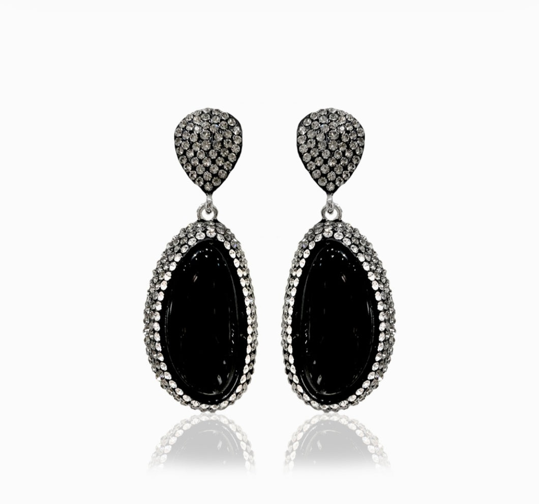 Ioaku Goldmine sparkle earrings silver/Black dahlia