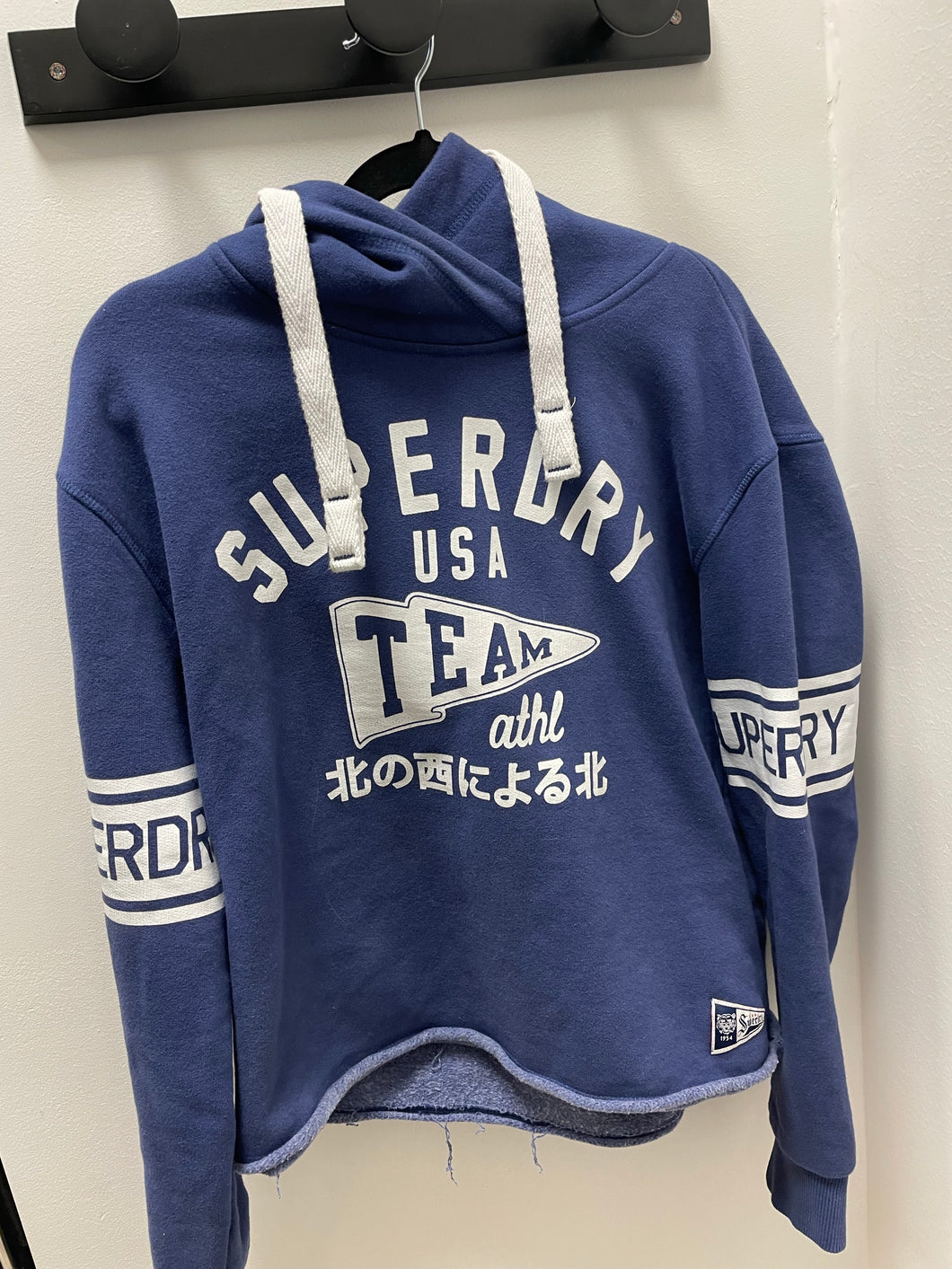 Super Dry hoodie blå storlek small